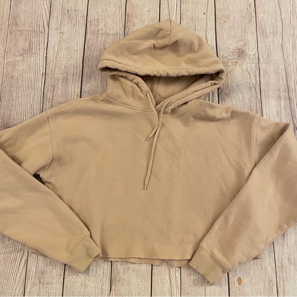 Out From Under Hoodie Womens M Beige Crop Cut Off Sweatshirt Urban Outfitters